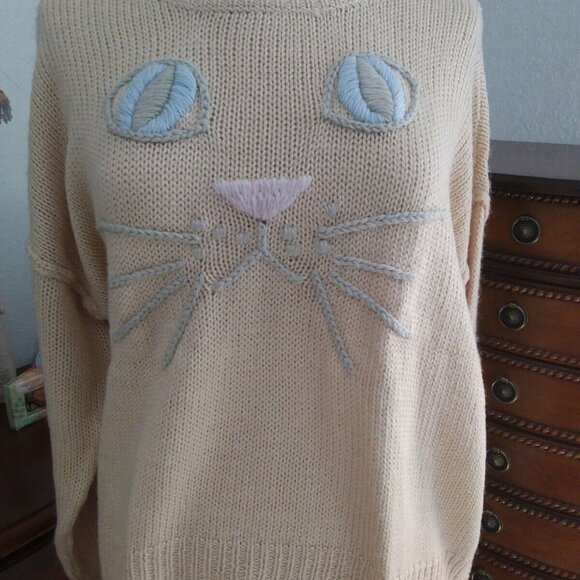WILDFOX Whiskers "Carine" Kitty Cat Distressed Boho Pullover Sweater, si… - Picture 5 of 14
